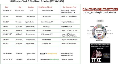 2023/24 Indoor Track Schedule  https://va.milesplit.com/calendar